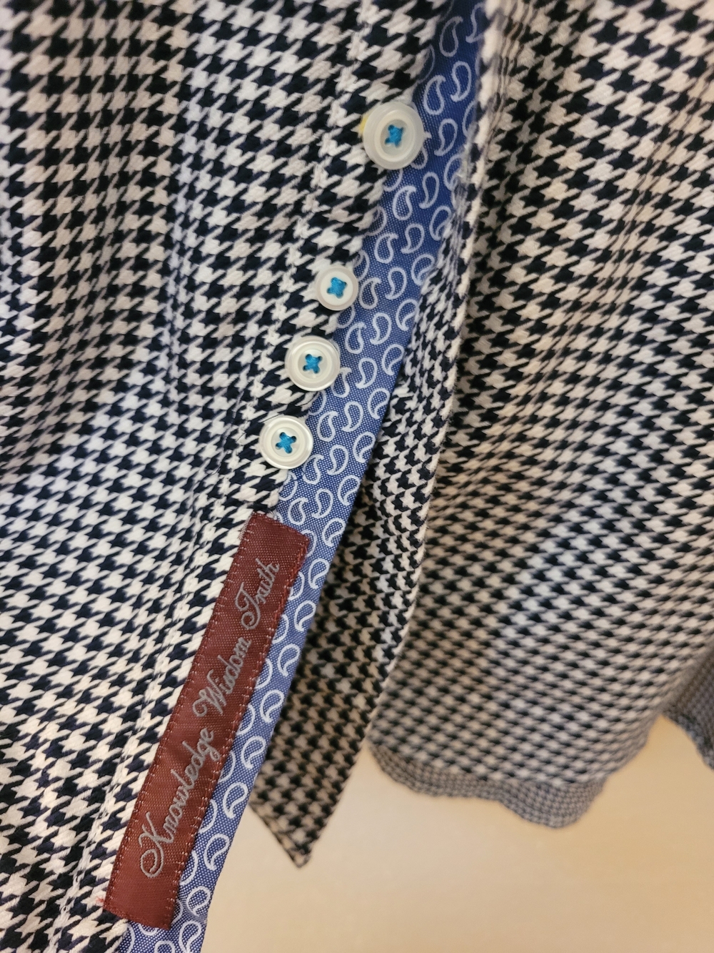 Robert Graham Men's 2XL Houndstooth Button Down Shirt Flip Cuff Cotton - Picture 7 of 8